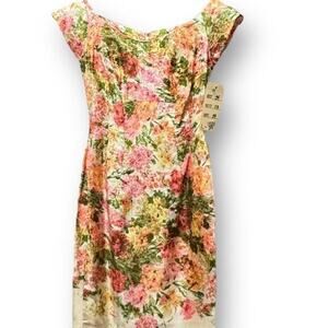 1950s Robert David Morton Cream Silk Floral Sequin Tea Dress XS 34-23-34 AS IS